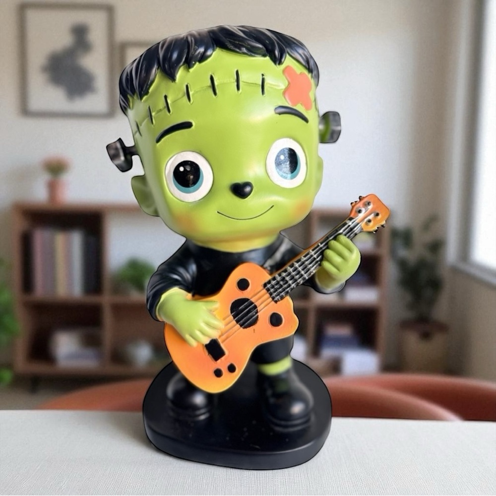 Adorable Frankenstein playing Guitar Halloween Figurine Decor